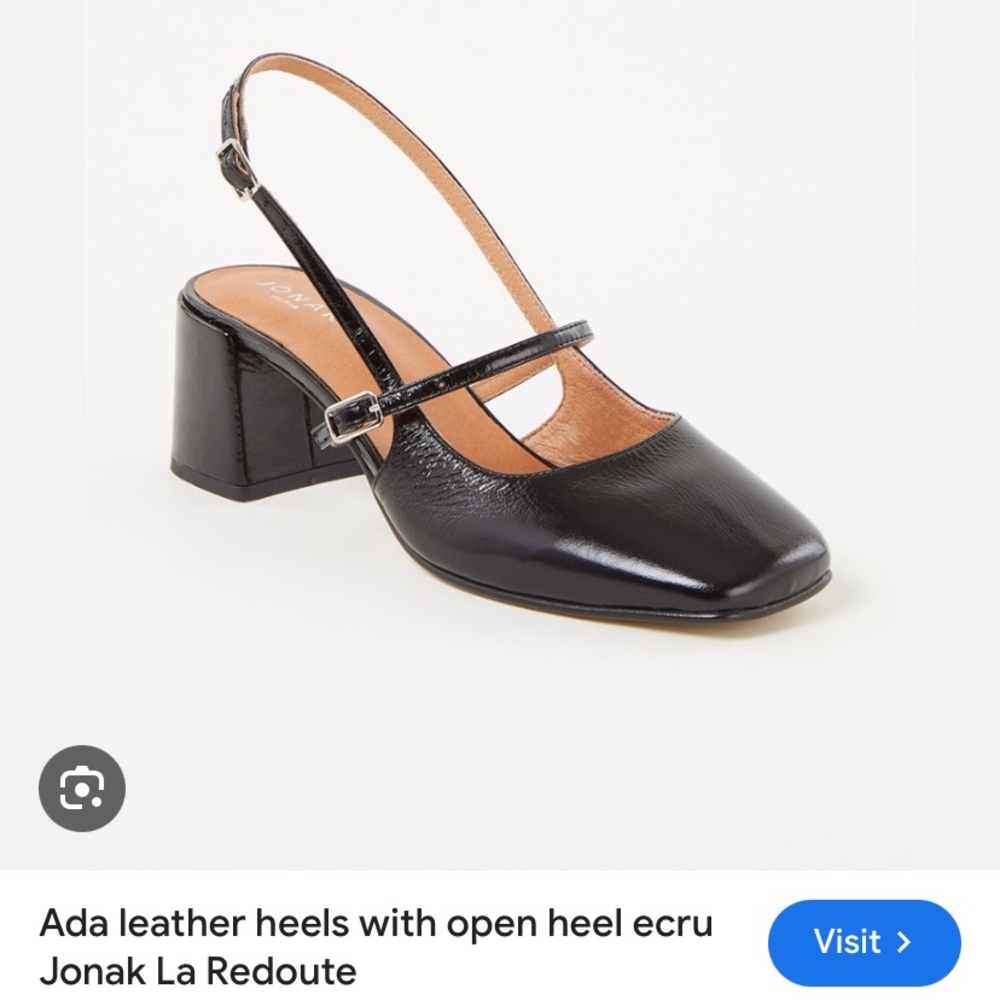 Jonak Paris leather square toe slingback open back Mary Jane babies block heels - Picture 6 of 13